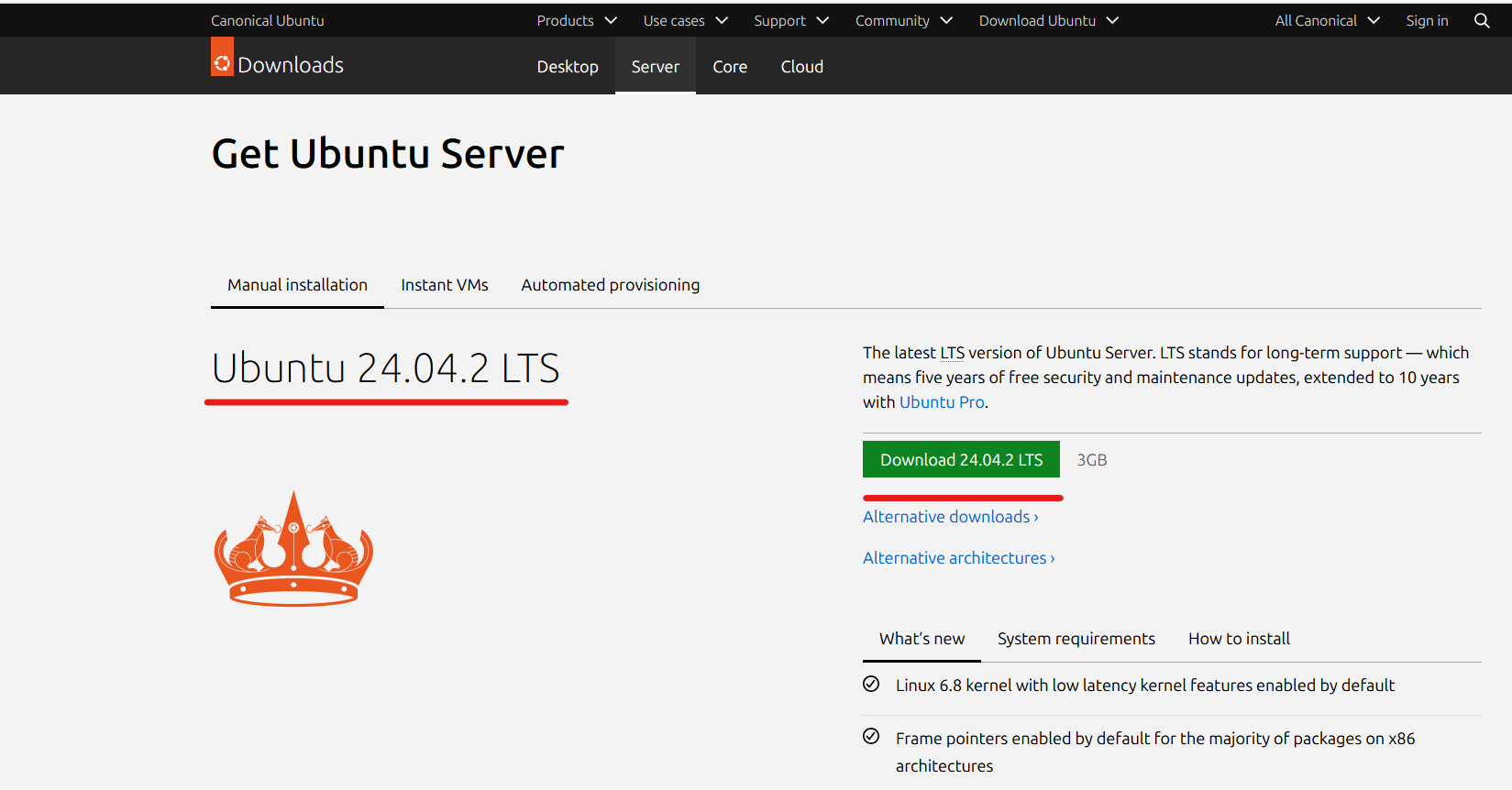 скачайте образ диска с ОС Ubuntu Server 