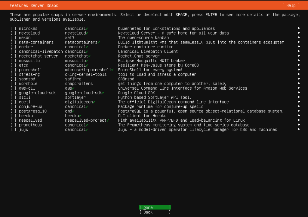 При необходимости к стандартным рабочим пакетам сервера Отраслевого решения UNUM IIoT Platform можно выбрать дополнительные пакеты, из числа имеющихся в инсталляторе. Нажмите Done для продолжения установки
