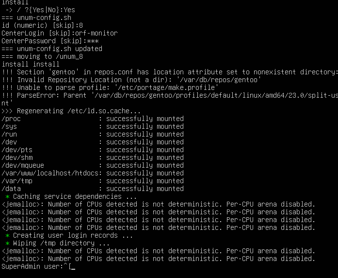 Введите имя пользователя для Суперадминистратора решения, который будет иметь максимальные права доступа для работы с ПО UNUM